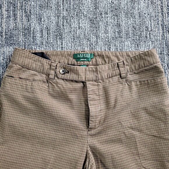 Lauren Ralph Lauren Chino Pants Women's 10 Brown Houndstooth Trousers Straight - Picture 2 of 13